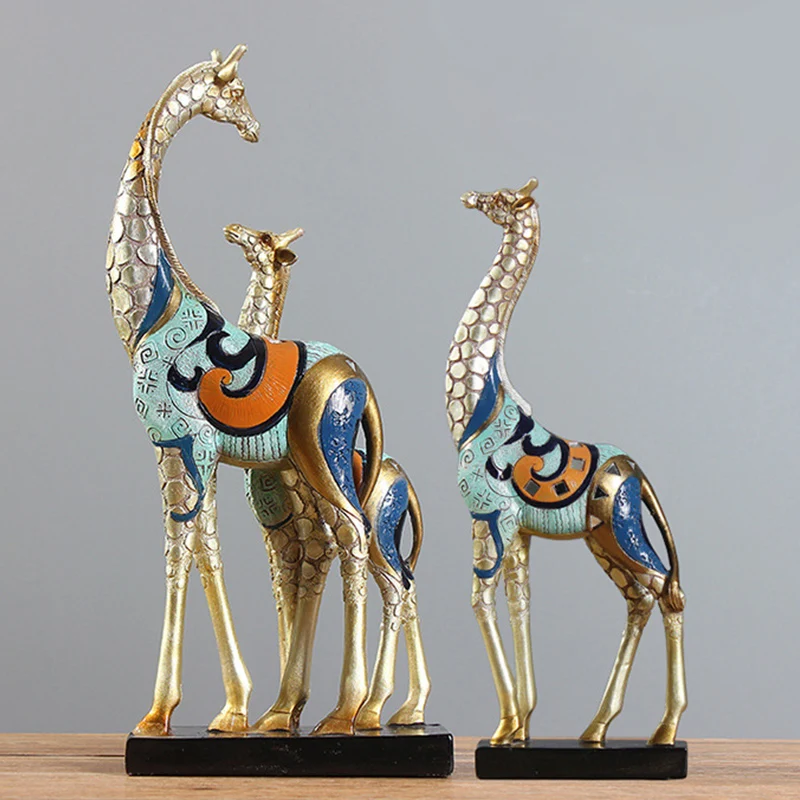 

Decor Sculpture and Figurines Luxury Home Decoration Modern Plating Giraffe Statue Living Room Golden Animal Ornament