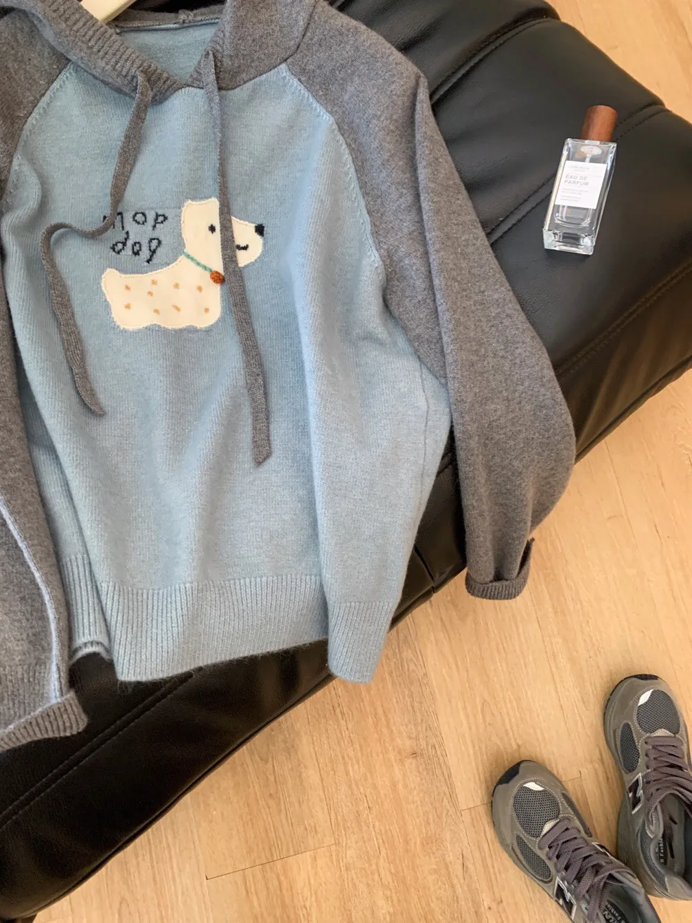 Серый синий контрастный цвет свитер с капюшоном и рисунком верхняя одежда