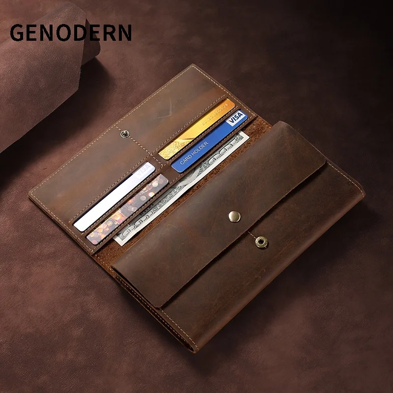 

Короткий Мужской кошелек GENODERN из кожи Крейзи Хорс, функциональный бумажник средней длины для шоу песни и танцев, кошелек с зажимом для карт ...