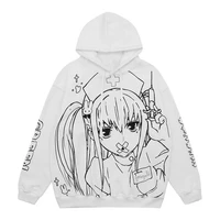 e girl streetwear fashion oversized anime black hoodie clothes female long sleeved top harajuku graphic hoodie clothes women