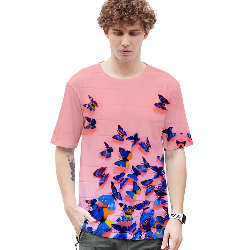 Новый модный костюм с 3d футболкой принтом бабочки Повседневная рубашка в стиле