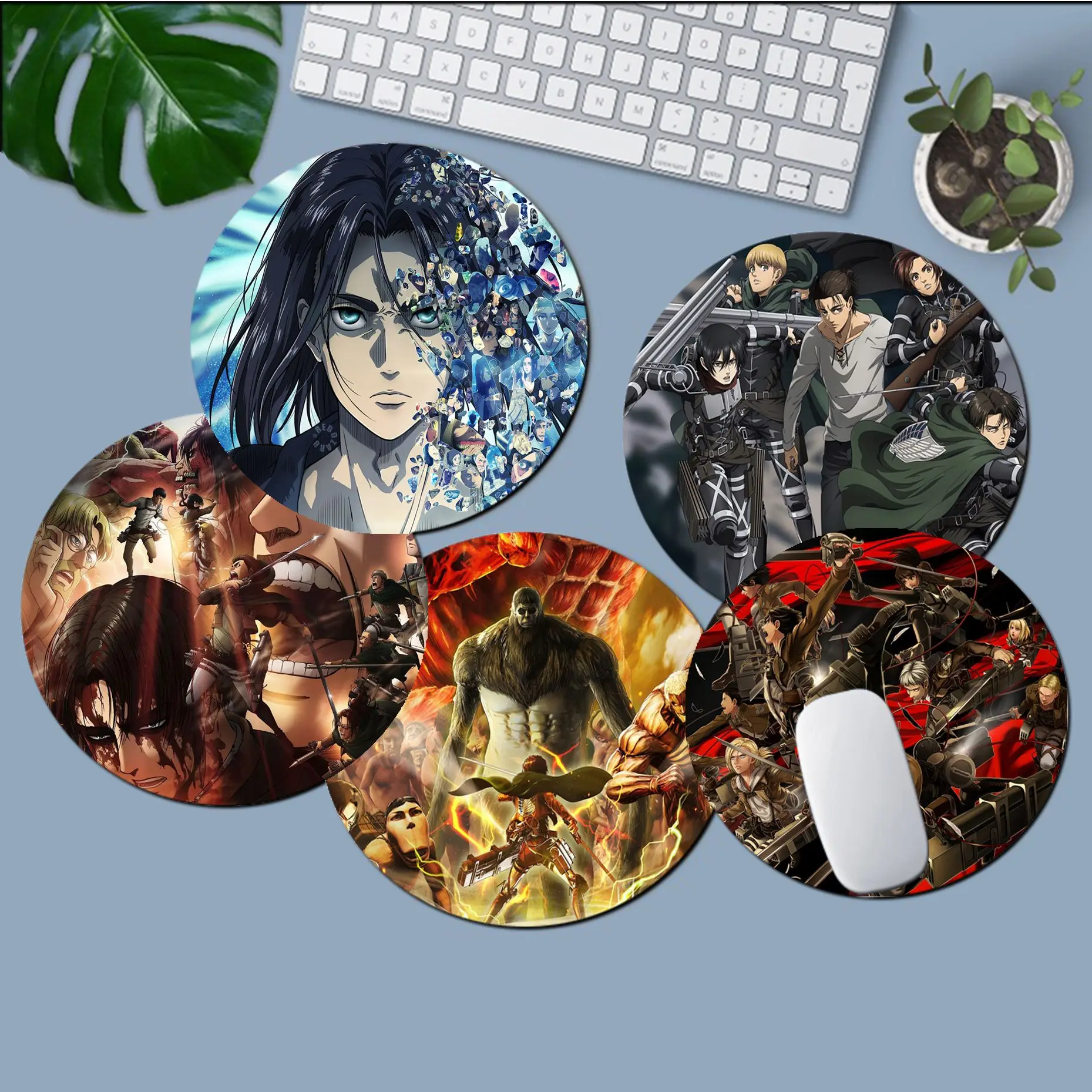

Anime Attack On Titan Levi Ackerman Mousepad Non-slip Round Big Promotion Table Mat Student Keyboard Pad for PC Gamer Mousemat