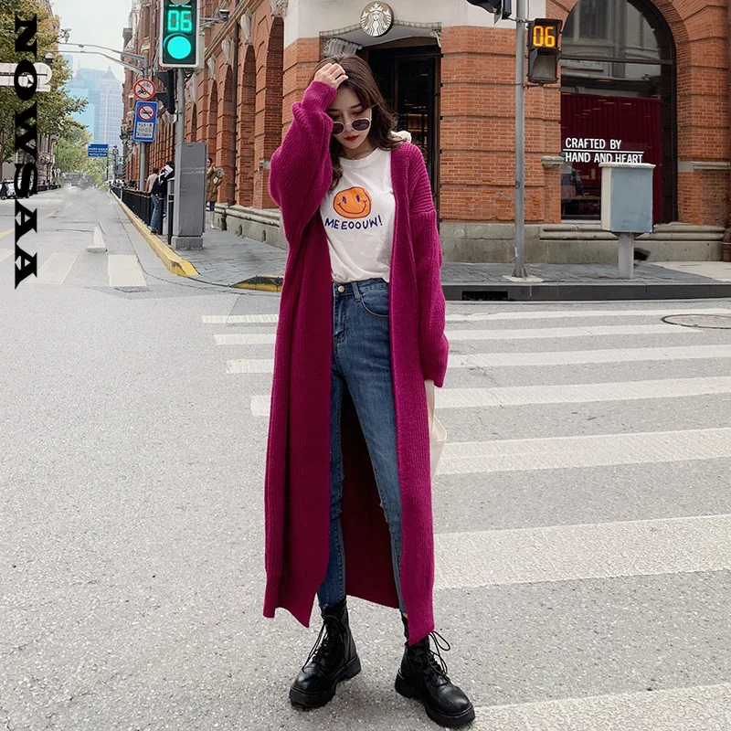 Черный кардиган Nowsaa свитер женский осенне-зимний вязаный Макси-Корейский