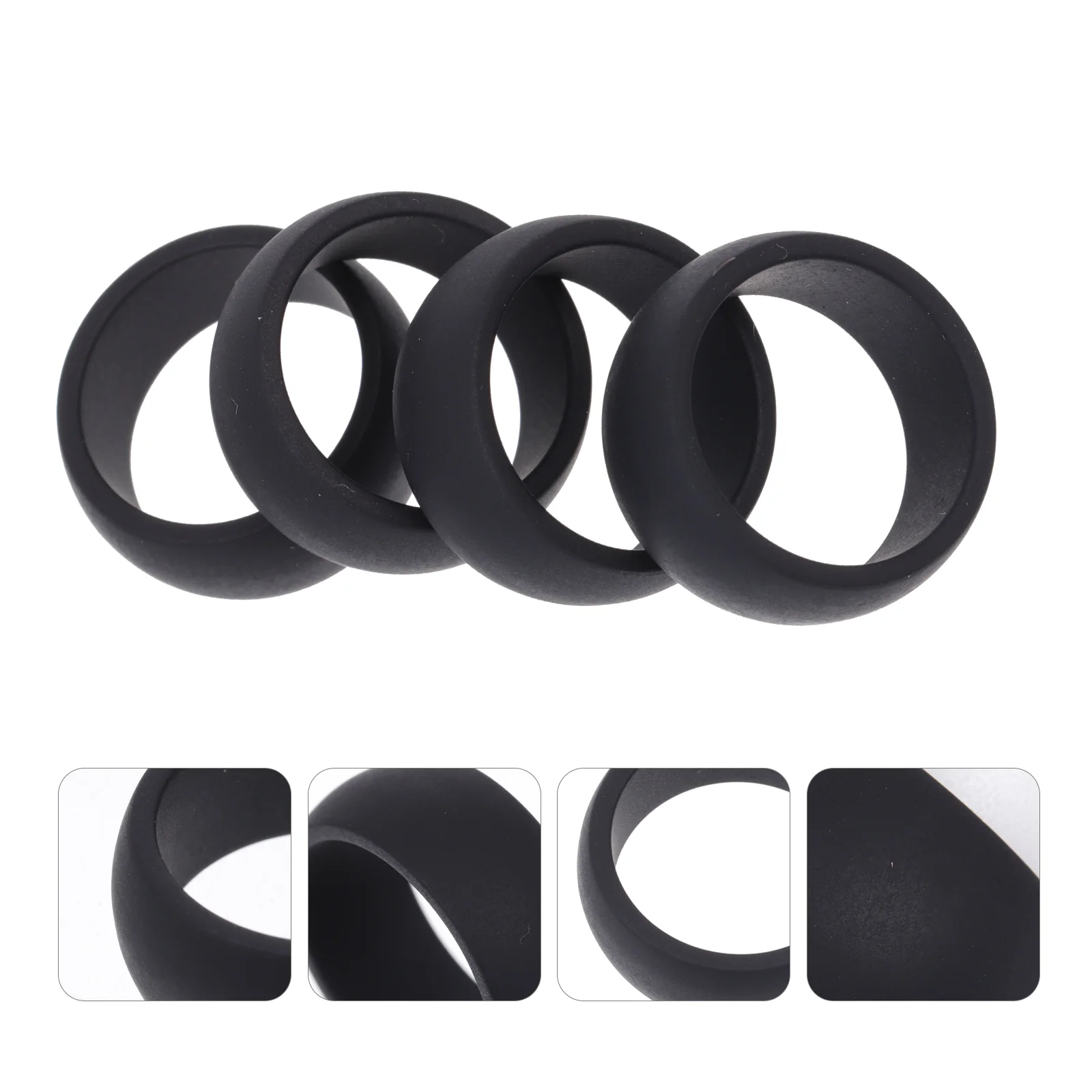 

4 PCS Silicone Ring Sports Finger Wedding Protector Mens Rings Jewelry Protective Covers Silica Gel Fitness Black