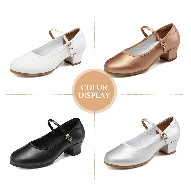 SWDZM Women Modern Dance Shoes Soft Bottom Tango Dancing Shoes Ballroom Latin Dance Shoes For Women 4CM Middle Heeled