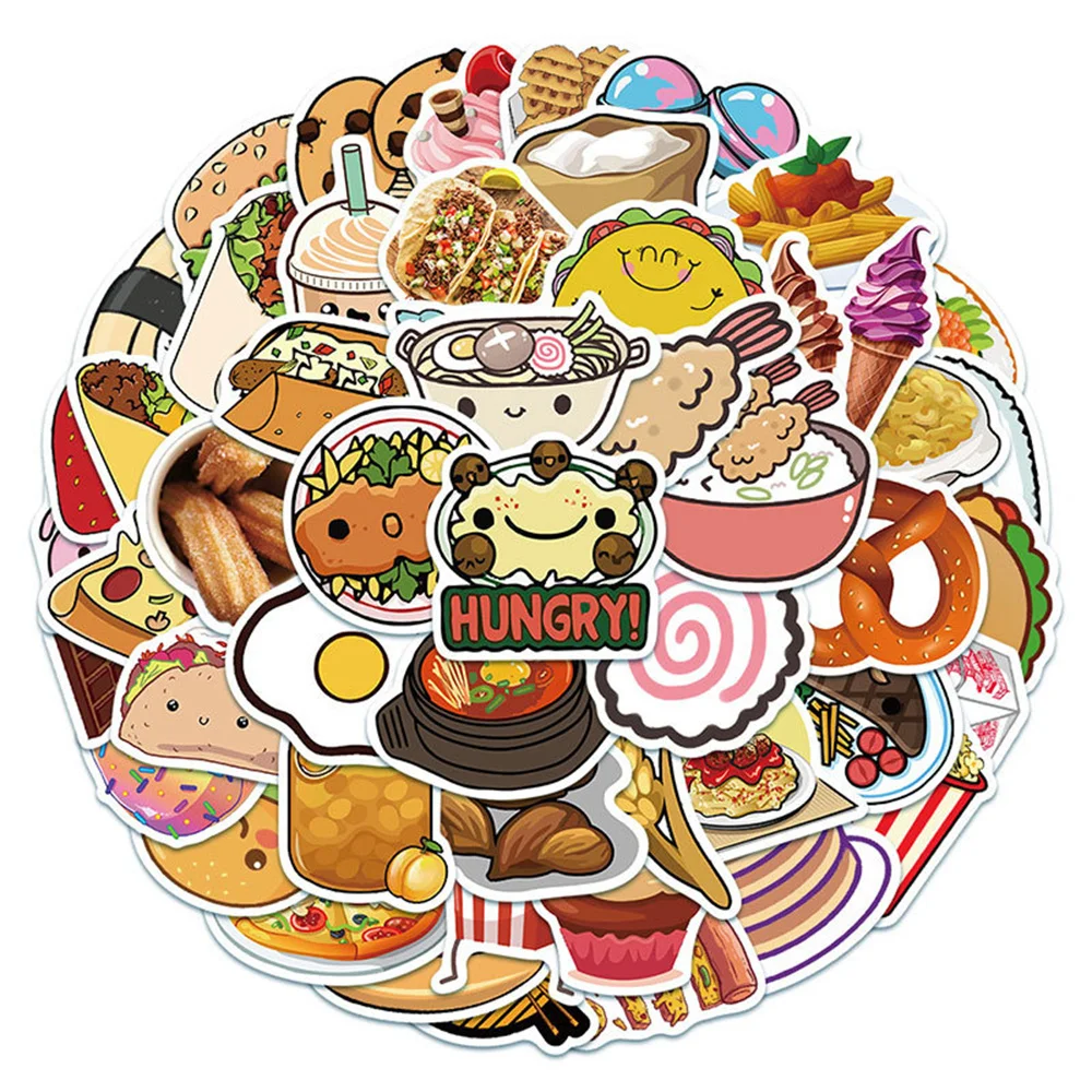 

10/30/50PCS Cartoon Food Burger Biscuit Graffiti Waterproof Sticker Creative Trend Decoration Refrigerator HelmetGuitarWholesale