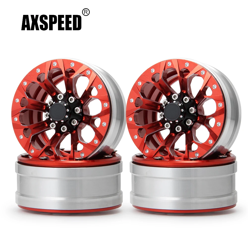 

AXSPEED 1/4Pcs 1.9inch Metal Alloy Beadlock Wheel Rims Hubs for Axial SCX10 TRX-4 D90 1/10 RC Crawler Car Model Parts