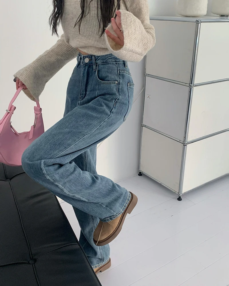 

N3371 Jeans New Fashion High Waist Wide Leg Pants Straight Daddy Pants Women's Long Pants Jeans