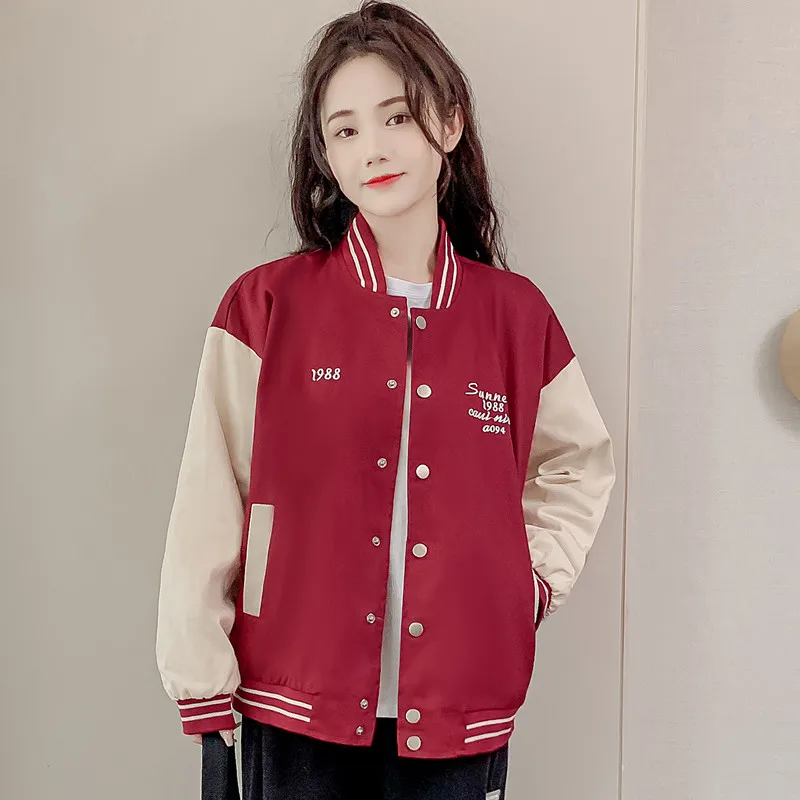 

2022 Korean Spring Autumn Embroidery Women Jacket Long Sleeve Casual Girls Baseball Bomber Jackets Female High Quality Outwear