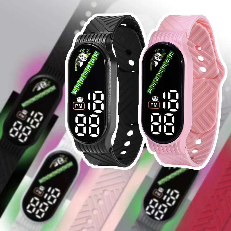 

Fashion Panda Children Watches Kids Electronic Bracelet Sports Touch LED Nightlight Colourful Girls Boys Watch Waterproof Clock