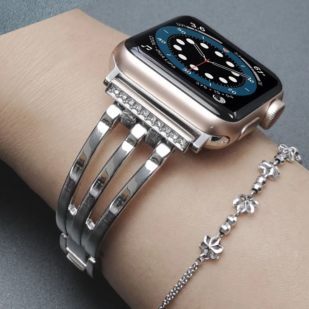 Для apple watch 6 se ремешок + чехол 40 мм 44 для iwatch 5 4 3 38 42 Bling Jewelry браслет из нержавеющей