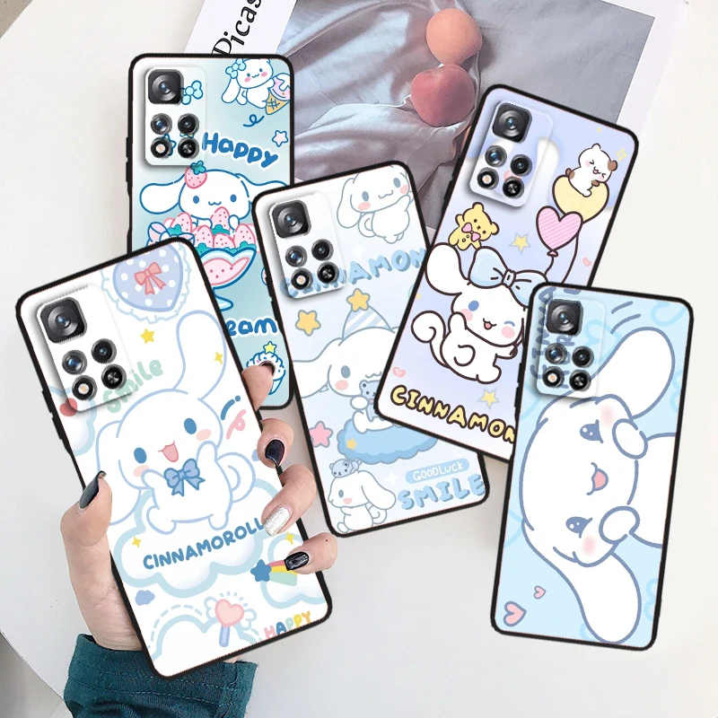 Sanrio Cinnamoroll Cute Art для Xiaomi Redmi Note 12 12S Turbo 11 11T 11S 10 10S 9 8 8T Pro Plus черный чехол телефона
