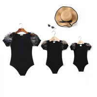 fashion mother daughter matching jumpsuit t shirts family set mesh sleeve mommy and me clothes mom baby women girls tops dresses