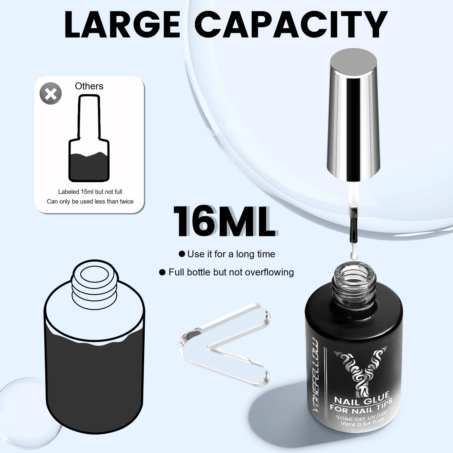Фото YOKEFELLOW 16ML 6IN1 Суперсильный клей для ногтей для кончиков ногтей Гель для накладных ногтей Акриловые ногти УФ-гель с функцией длительной адгезии №5