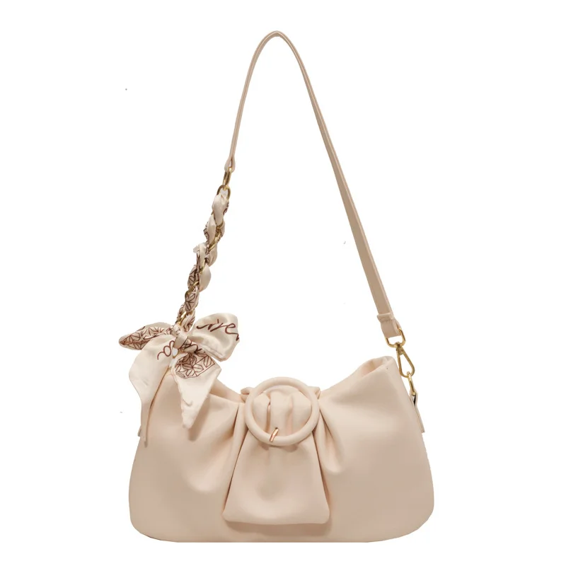 Summer Clouds Underarm Bag Texture PU One Shoulder Bag Fresh Avocado Color Fashion Pleated Bag