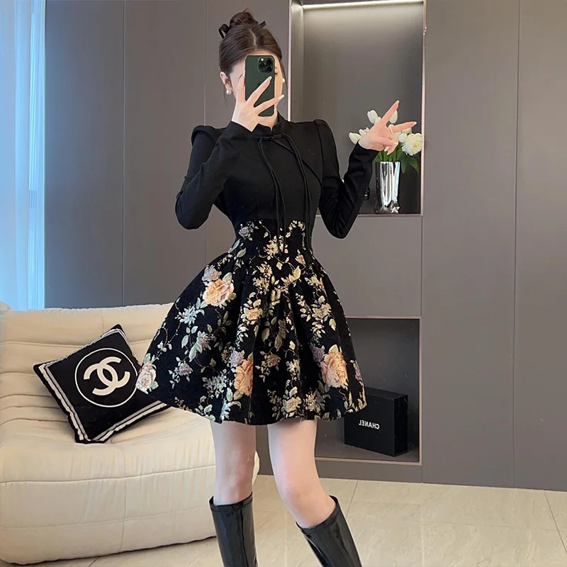 Новое ретро-платье в стиле французской Хепберн Коллекция весна-осень короткая