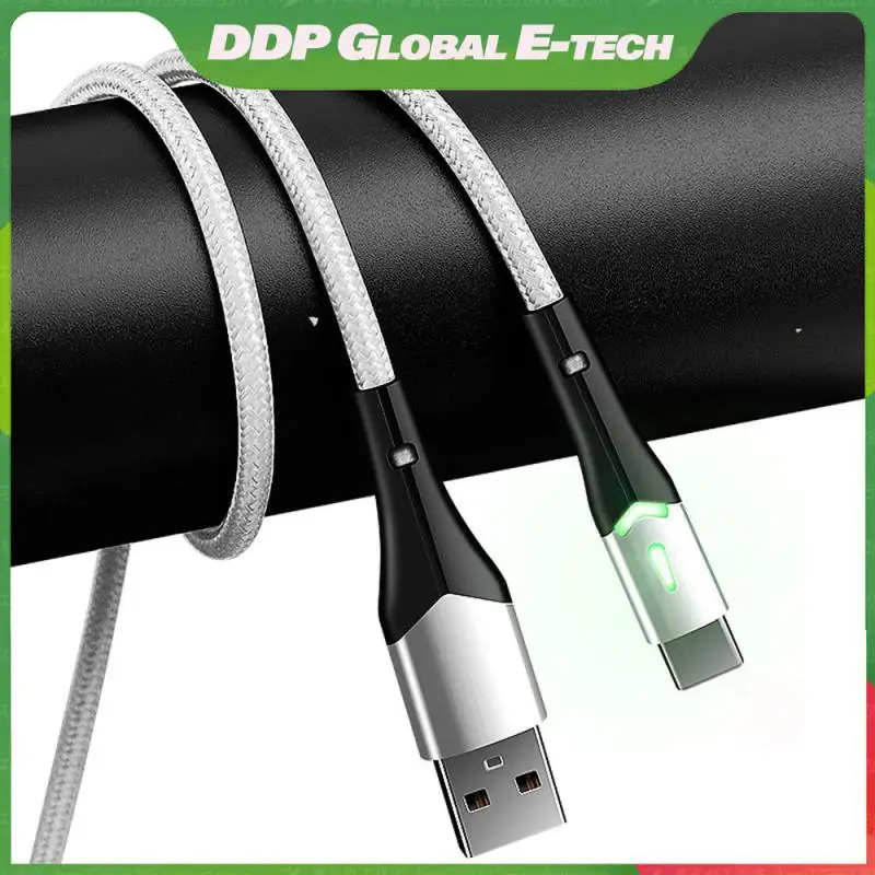 

Aluminum Alloy Housing Flexible And Tensile Pull Charging Cable Colorful Led Photorespiration Light Nylon Braided Antioxidant