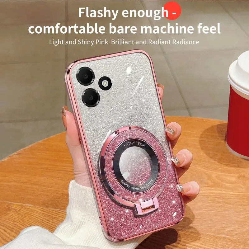 Фото Чехол Skinlee для OPPO A6C A6S A6X с магнитным держателем, гальваническим покрытием, звездами и блестками, полное покрытие для OPPO A6C A6S A6X A6T Pro, мягкий чехол №2