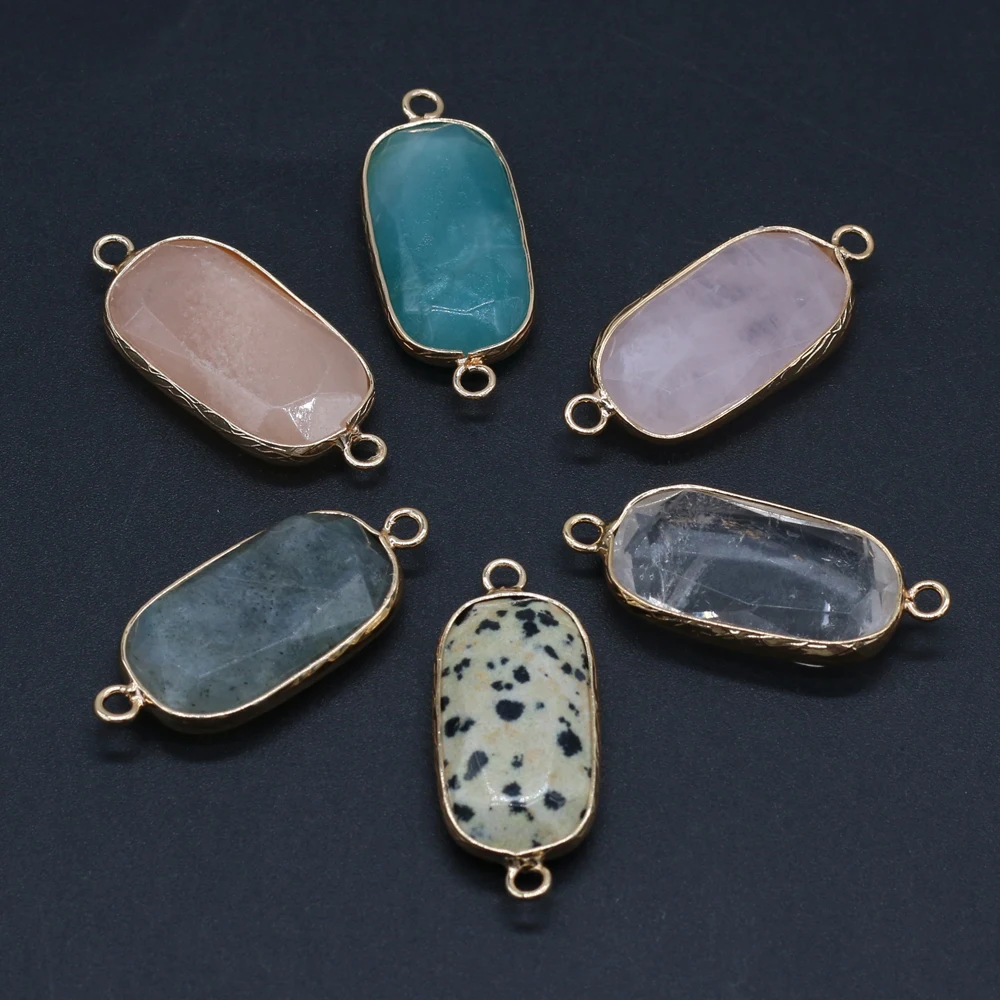 

Оптовая продажа, 10 шт., новинка, прямоугольные Позолоченные ограненные подвески из натурального полукамня, ручная работа, ожерелье, браслет,...