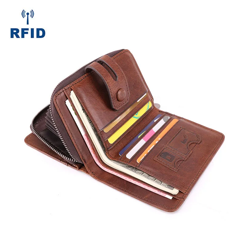 

Men's Genuine Leather Cash Paper Money Wallet Bags Rfid Credit Cards Bag Organizer Pocket Wallet Coin Purse