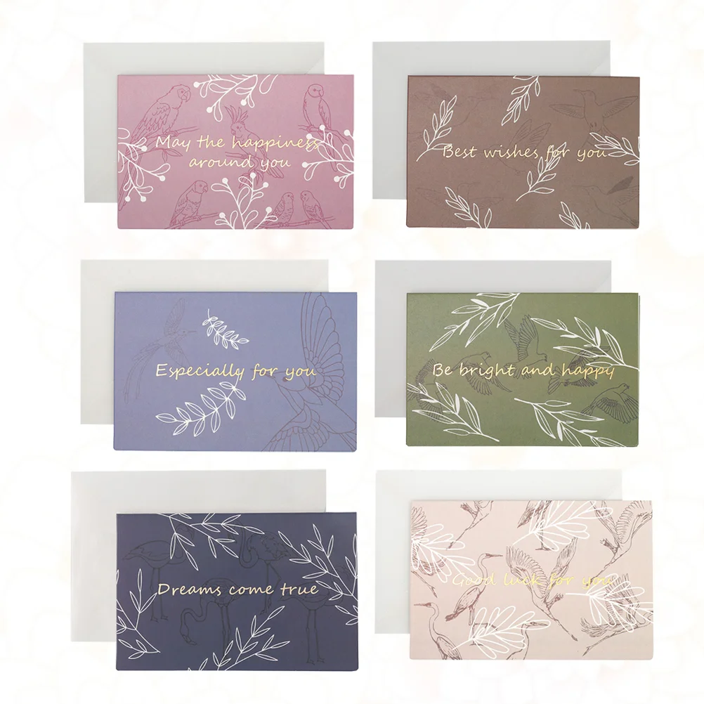 

12 Sets Greeting Cards Creative Foldable Party Supplies Blessing Cards Thanks Greeting with Envelope