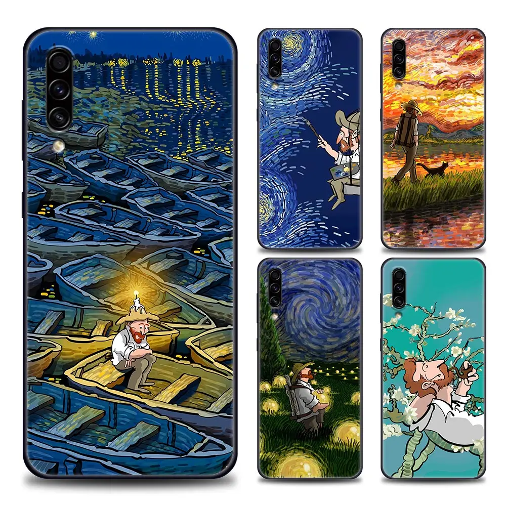 

Oil Painting Relief Van Gogh Comics Phone Case For Samsung Galaxy A90 A80 A70 A70S A60 A50 A40 A30 A30S A20S A20E A10 A10E Cover