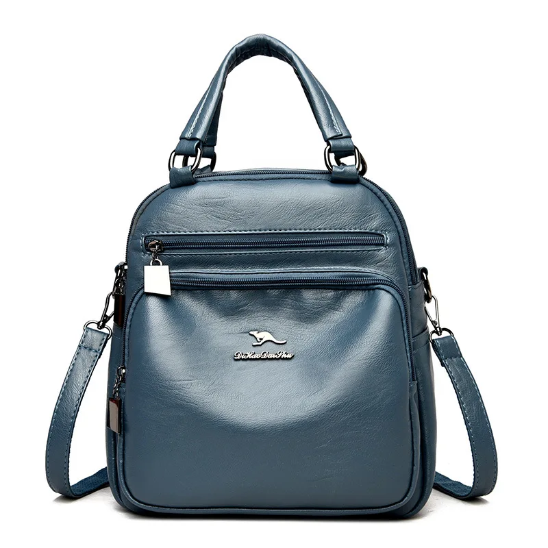 

Multifunction Vintage Women Backpacks High Quality Female Back Pack Ladies Shoulder Crossbody Bag Soft Leather Travel Rucksack 2