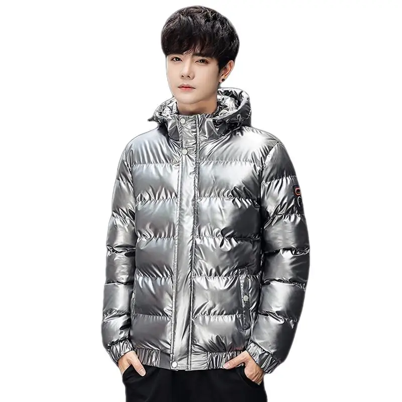 

Nice Winter Men Cotton-padded Jacket Solid Color Hooded Windbreakers Outdoor Thicken Warm Down Parkas Coat Men Bomber Jackets