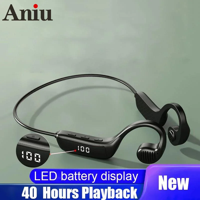 

Беспроводные наушники S368 с костной проводимостью, Bluetooth, светодиодные наушники с дисплеем, спортивная водонепроницаемая гарнитура IPX6 с мик...