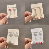 heart ball moon round zircon crystal dangle earrings for women korean fashion aesthetic accessories jewelry 2022 trend