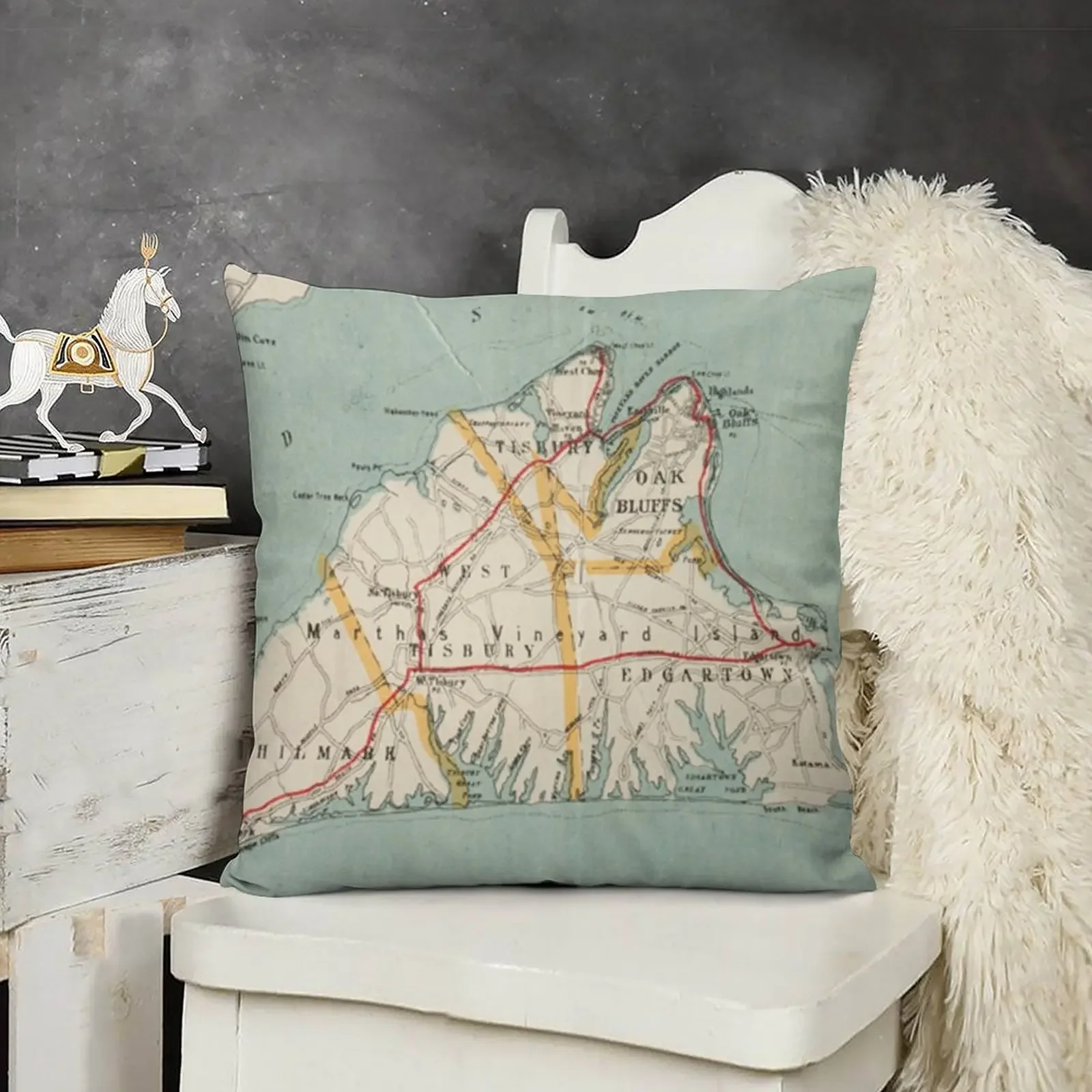 Винтажная карта Марти Vineyard (1917 г.) Декоративная подушка Диванные подушки