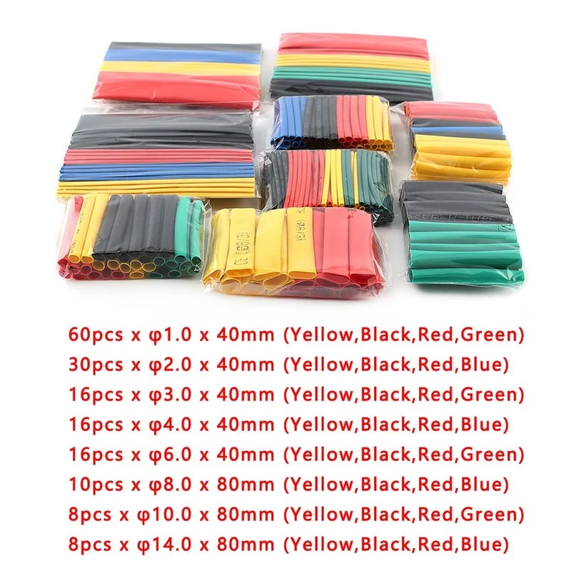 164pcs/Set Heat Shrink Tube,termoretractil Polyolefin Tube Cable Kit,Assorted Insulated Sleeving Tubing Wrap Wire Cable Sleeve