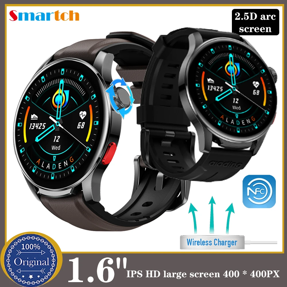 

1.6" 2.5D Arc Screen GT3 Smartwatch Wireless Charging Rotating Crown Waterproof NFC Sports Heart Rate GT8 Men Music Smart Watch