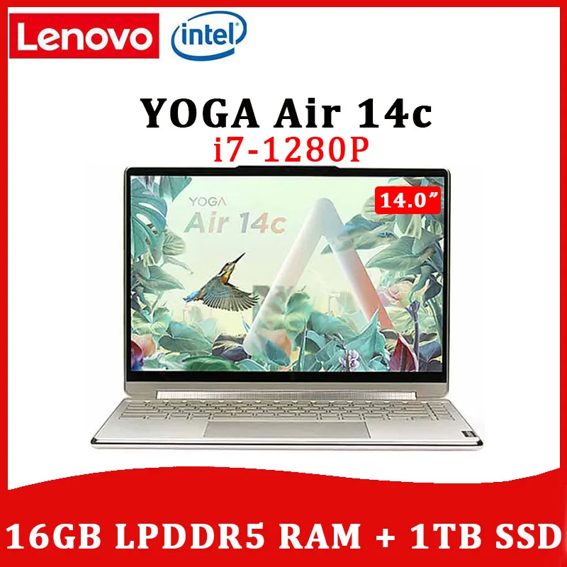Lenovo Laptop Yoga Air14c NoteBook 12th Intel Core i7-1280P 16GB RAM 1TB SSD OLED Touch Screen 2 in 1 Ultraslim notebook