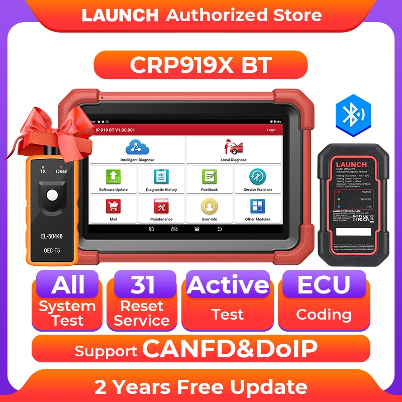 

Новый сканер LAUNCH X431 CRP919X BT OBD2, автомобильные диагностические инструменты, автомобильный CANFD DOIP ECU, кодирование OBDII, профессиональная