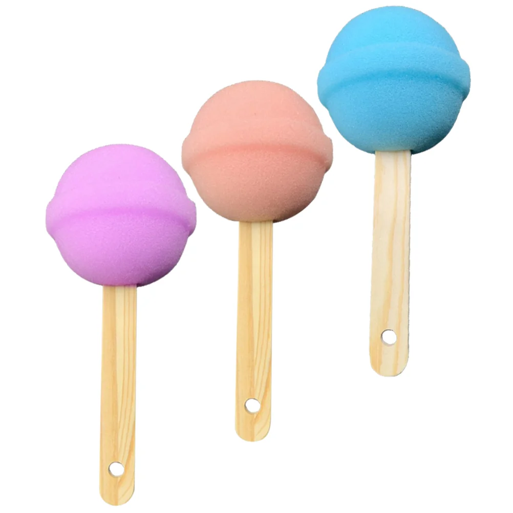

3Pcs Handheld Comfortable Lollipop Bath Sponge Shower Brush Back Scrubber Bath Sponge for Hotel Bathing Shower Home