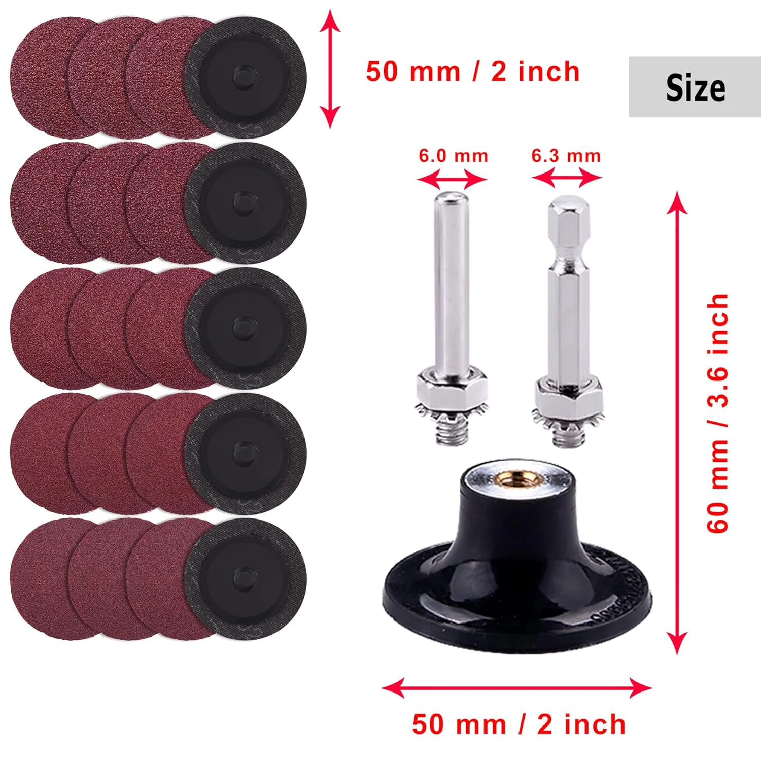 183 шт. 2-дюймовые шлифовальные диски с держателем 1/4 дюйма зернистость 60-240 # для