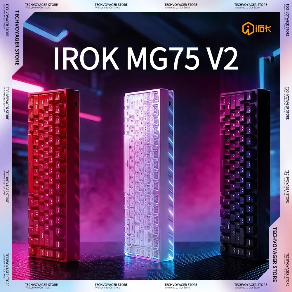 Фото Механическая клавиатура IROK MG75 V2 с магнитными переключателями, из алюминиевого сплава с ЧПУ, проводная, для геймеров, аксессуары для ПК и киберспорта, подарки №1
