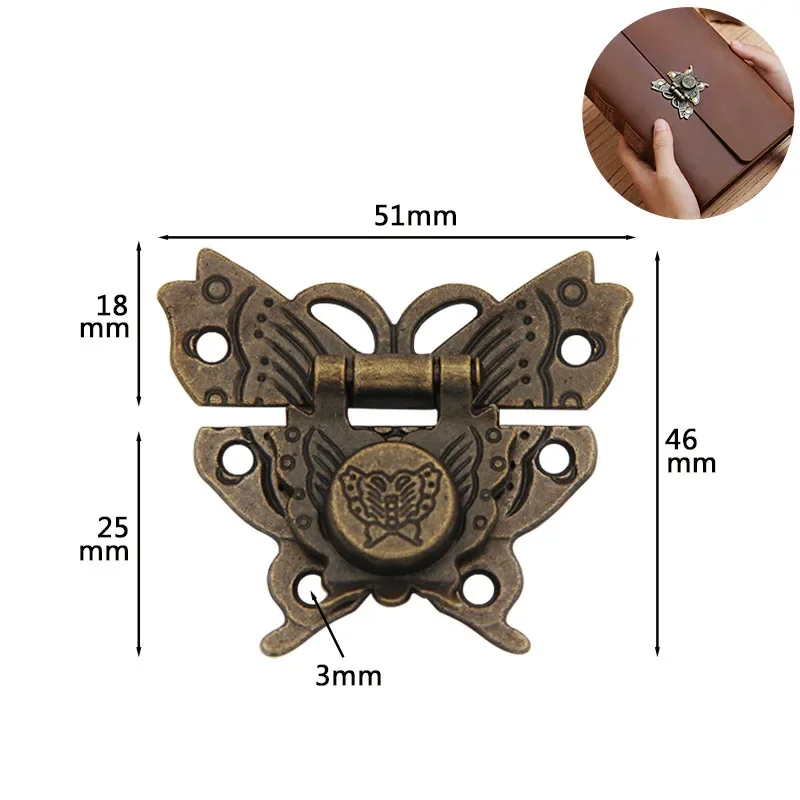 Античная бронзовая защелка-бабочка защелка для ювелирных изделий деревянная
