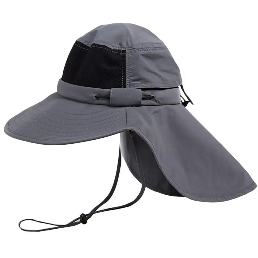 

Wide Brim Adjustable Strap Fisherman Hat Unisex UV Protection Neck Flap Sun Hat Outdoor Supplies
