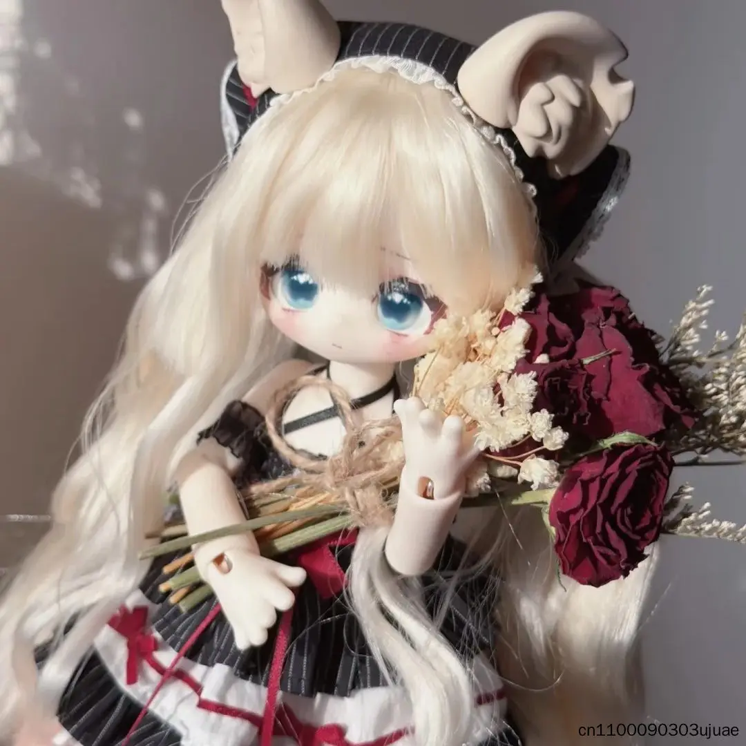 Фото Коллекционная фигурка Meki Fluffy Goodnight Series, масштаб 1/6, 4 точки артикуляции, BJD, с пророщенными волосами, в слепой коробке, Kawaii Mystery Box №4