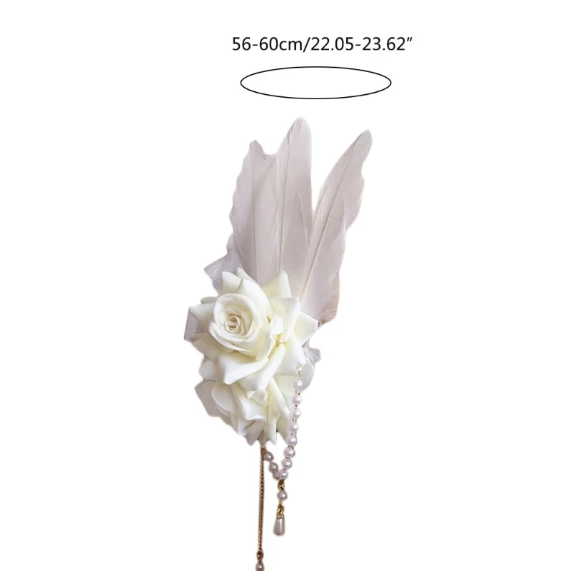 Заколка для волос с большим бантом и перьями X4YC |