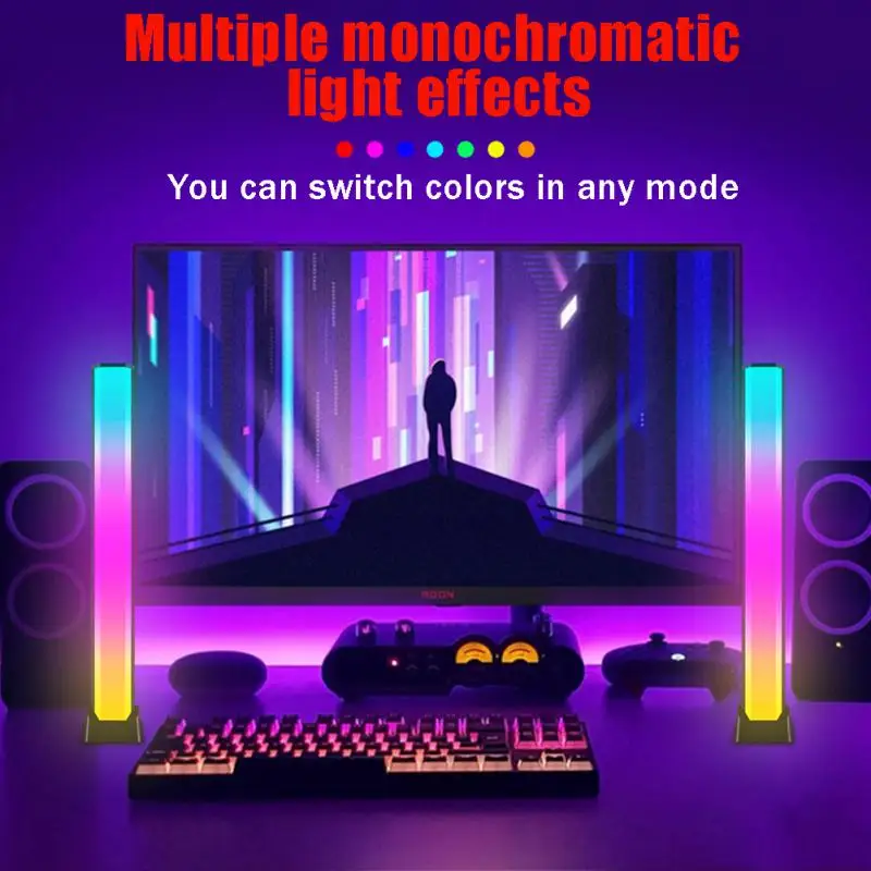 

2PC LED Night Light Usb Lamp Music Control 18 Colors 10 Modes 3D Gaming Lighting Rhythm Rhythm Atmosphere Novelty Home Decor
