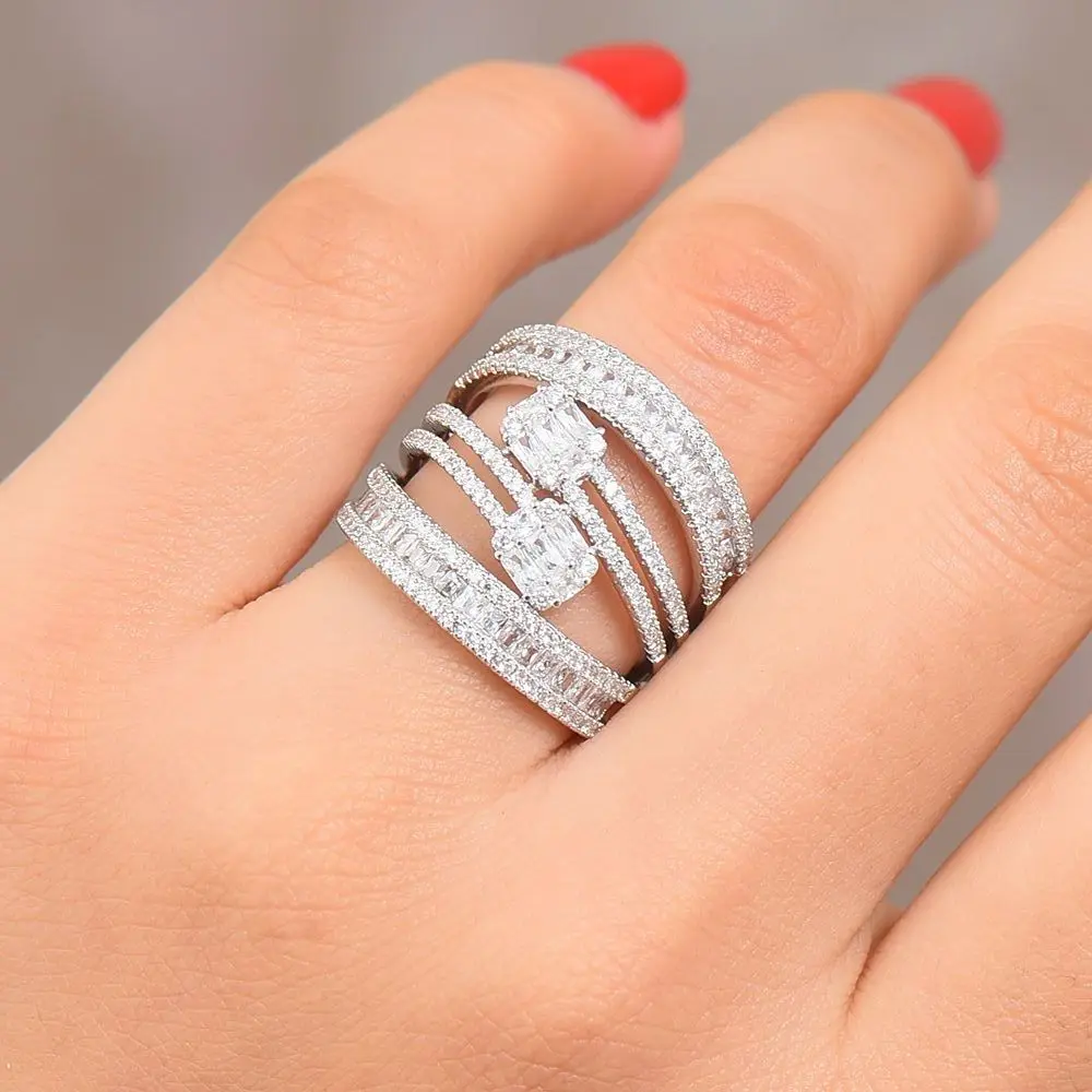 

Missvikki DUBAI Design Luxury Statement Stackable Ring For Women Wedding Cubic Zircon Engagement Dubai Punk Bridal Finger Rings