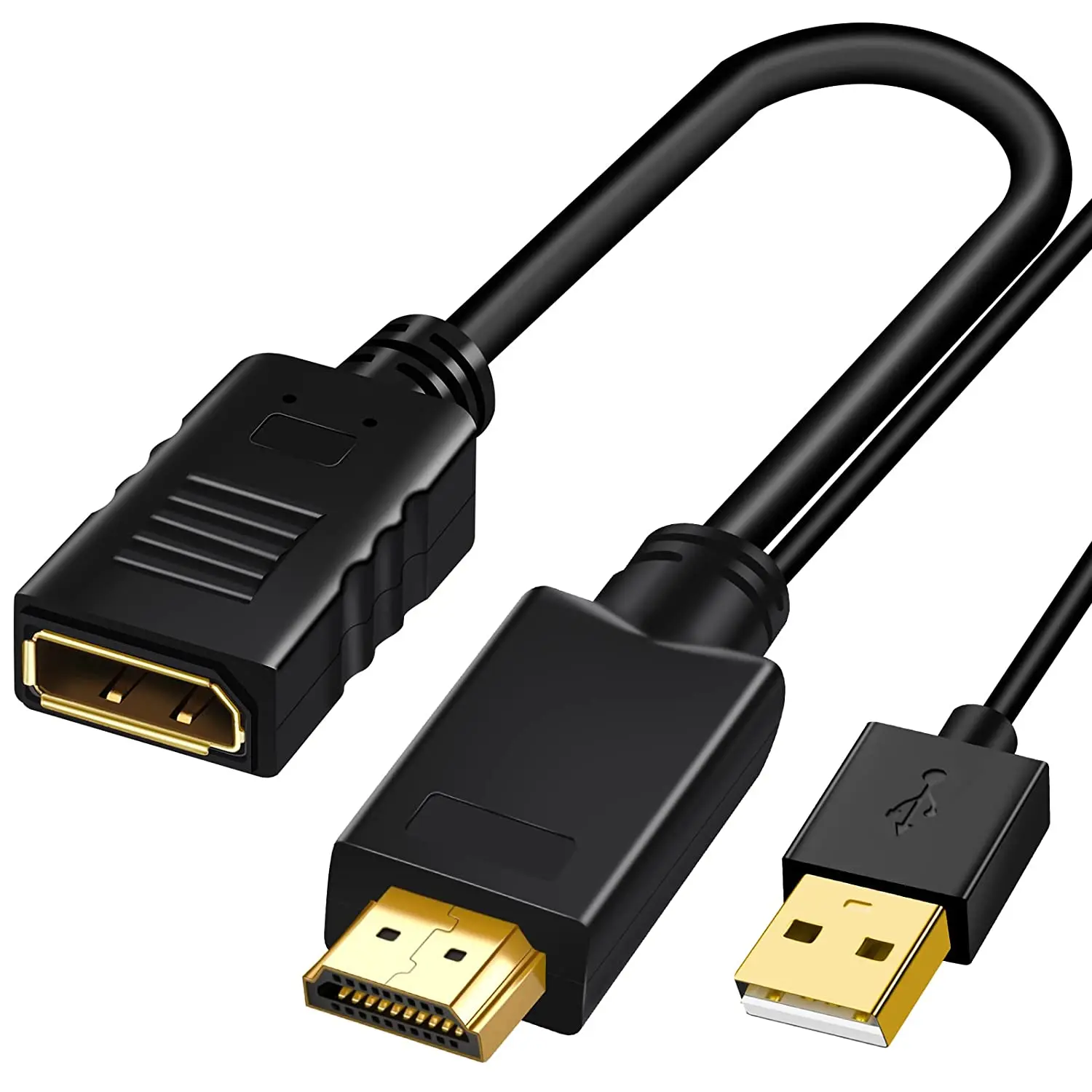 

Адаптер HDMI-совместимый с DisplayPort, 4K @ 60 Гц, однонаправленный конвертер HD папа-DP мама с питанием от USB для компьютера