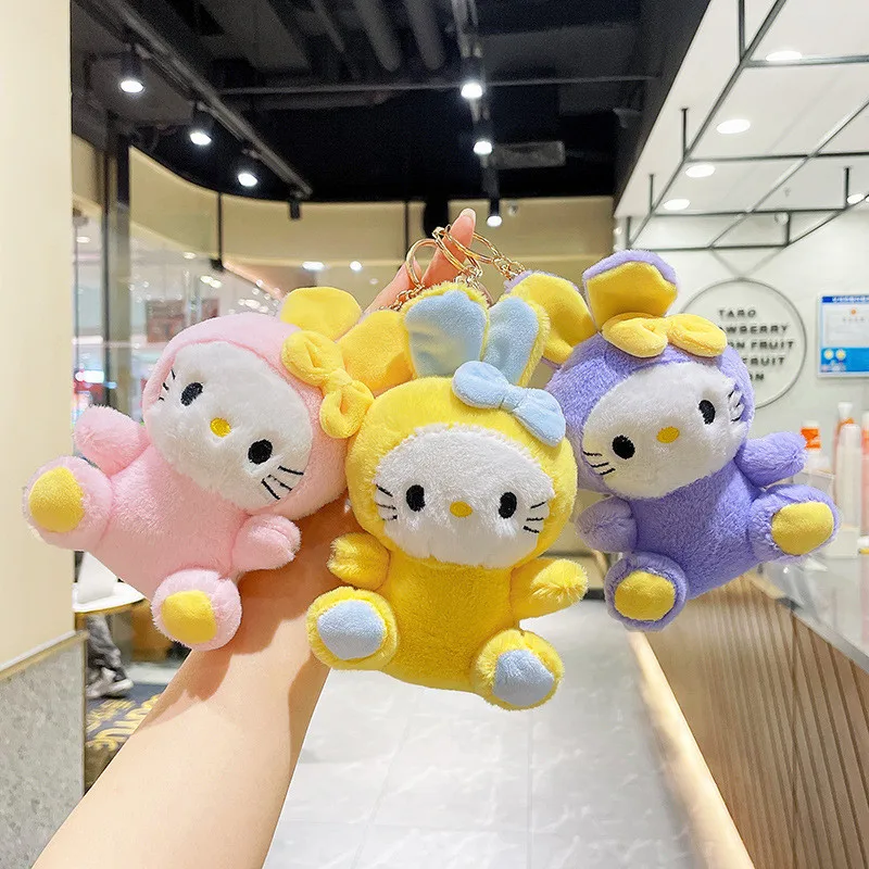 

Плюшевый брелок Sanrio с Hello Kitty, милая мягкая кукла в сумке, брелок, аксессуары, подвесное украшение, рождественские подарки на день рождения дл...
