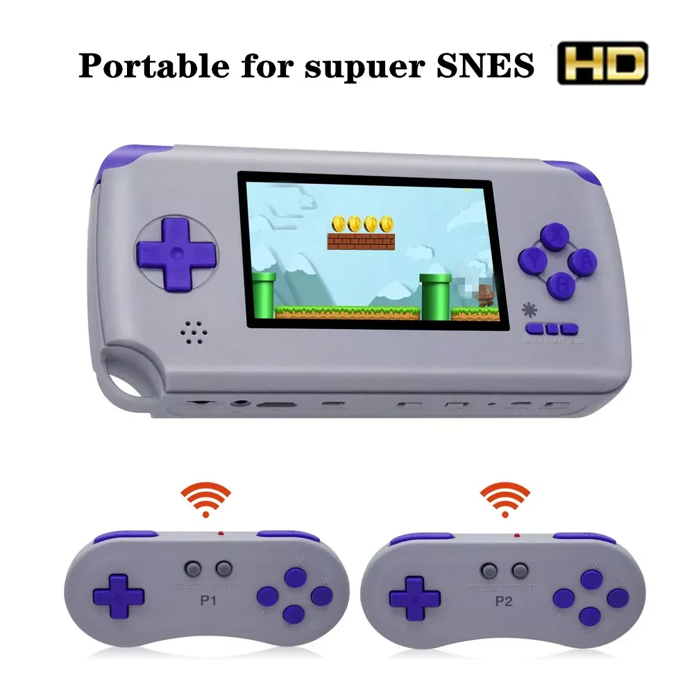 

Портативная игровая консоль HD Super SNES, картридж, 4,3 дюйма, 2,4 ГГц, беспроводные геймпады, супер развлекательная система