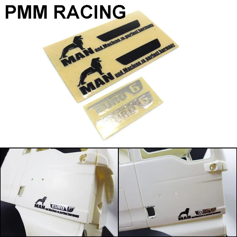 

Decorate Logo Metal Stickers Euro 6 Upgrade for 1/14 Tamiya RC Truck Trailer Tipper MAN TGX TGS TGA Car Diy Parts