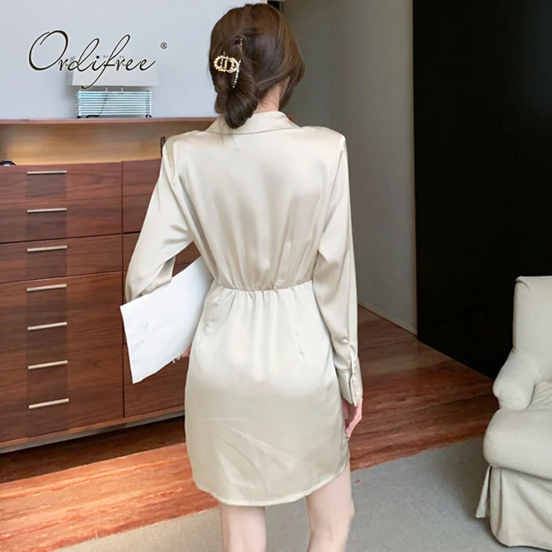 Осень-зима 2022 женское атласное платье Ordifree сексуальное облегающее мини-платье с