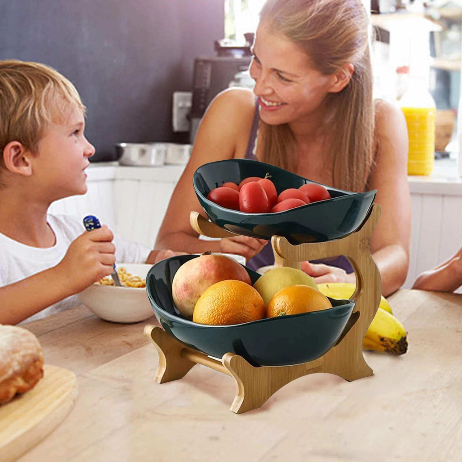 

Fruit Holder 2 Tier Countertop Fruit Basket Detachable Fruit Vegetable Storage Holder Display For Kitchen Countertop Organizer